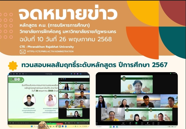 หลักสูตรุศาสตรมหาบัณฑิต สาขาวิชาการบริหารการศึกษาจัดประชุมทวนสอบผลสัมฤทธิ์ระดับหลักสูตร ปีการศึกษา 2567 ผ่านระบบออนไลน์