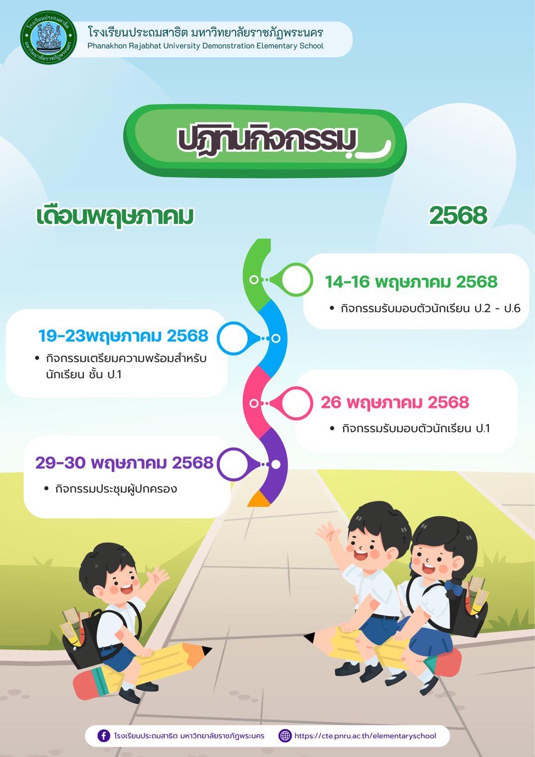 ปฏิทินกิจกรรม เดือนพฤษภาคม ปีการศึกษา 1/2568
